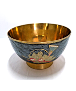 Vintage Cloisonne Enamel Brass Round Bowl Bugle Horn &amp; Holly 5.5 &quot; x 3.2... - €16,36 EUR