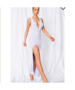 superdown Erika Deep V Maxi dress high leg slit plunging neckline lavend... - £54.99 GBP