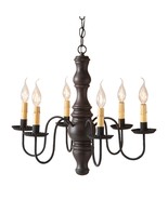 6 Arm &quot;GETTYSBURG&quot; COLONIAL CHANDELIER LIGHT - Textured BLACK Finish USA... - $9,168.40 MXN