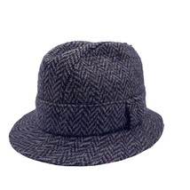 Donegal Tweed Hats Ireland Castlebar VTG Fedora Bucket Wool Gray Mens Size 22.5&quot; - £31.55 GBP