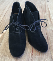 Lucky Brand Womens SHYLOW Lace Up Wedge Black Suede Ankle Bootie Size 8.5 M - $44.00