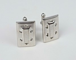Vintage Silver Tone Mens Cuff Links Unique Southwest Pattern - £12.63 GBP