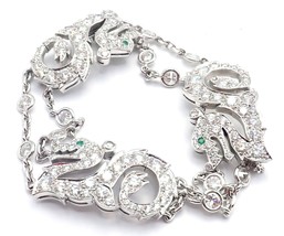 Authentic! Cartier Le Baiser Du Dragon 18k White Gold Diamond Emerald Bracelet - $39,500.00