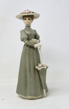 Victorian Lady Standing In Hat With Umbrella Porcelain Figurine Vintage ... - $28.95