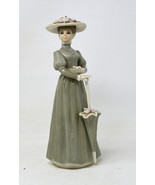 Victorian Lady Standing In Hat With Umbrella Porcelain Figurine Vintage ... - £22.76 GBP