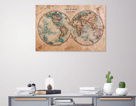 Vintage World Map Canvas Print Antique World Map Canvas World Map Wall Art Old W - £36.62 GBP