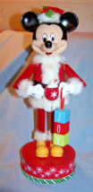 Disney Mickey Mouse Santa Wooden Nutcracker w/Joy Blocks, Mug-15 inches tall - £52.11 GBP