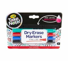 Crayola Take Note Low Odor Dry Erase Markers, Fine Tip, 4 Count - £16.38 GBP