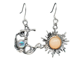 Boucles d&#39;oreilles soleil et lune topaze pierre de soleil crochet d&#39;oreille... - £3.48 GBP