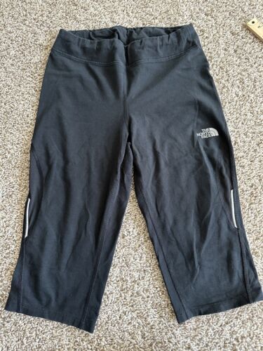 The North Face Girls Capri Yoga Pants Black Logo Size Large Cotton - $12.19