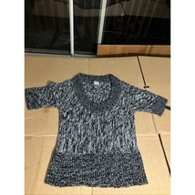 Daytrip Marled Pullover Tunic Top Sweater, Black White Knit Stretch, Siz... - $9.90