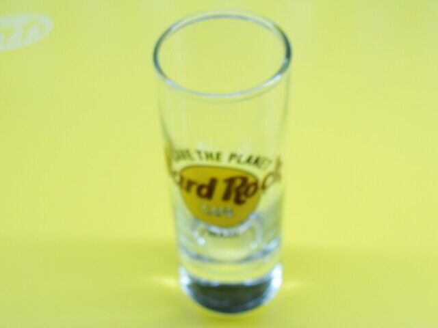 Primary image for Hard Rock Cafe Tall Shot Glass Black Letters Save The Planet Maui Hawaii 4"