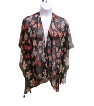 Libby Edelman Kimono Womens OS Floral Print Lightweight Cover Up Tassel ... - $12.87