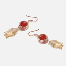 Handmade Charm Crystal and Red Natural Agate Earrings - Enchanted Fish Harmony E - $19.99