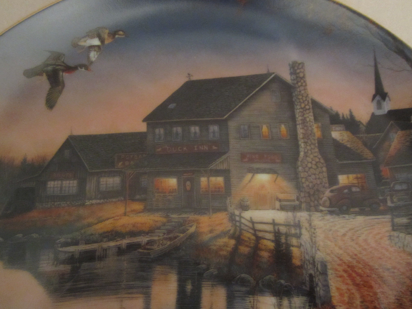 THE DUCK INN collector plate SAM TIMM Cabin WOOD DUCKS Wildlife Item image 2