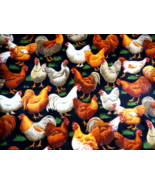Vintage Cranston Fabric ROOSTER HEN CHICKENS FABRIC 5yds x 44&#39;&#39; USA - $88.18 CAD