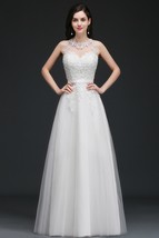 BABYONLINE Light Wedding Dress White Ivory Simple  Beads Bridal Robe for Women S - £141.71 GBP