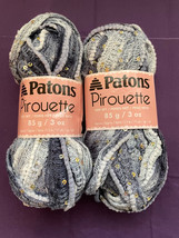 2 skeins - Patons Pirouette Worsted Wt Novelty Yarn clr 84044 Twilight Sparkle - £4.45 GBP