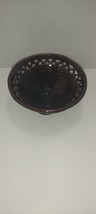 Vintage Handmade Art Pottery Bowl Triangle Cutouts Brown glaze no artist small - £18.34 GBP