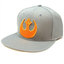 Star Wars Rebel Crest Flat Bill Snapback Hat Grey - £24.69 GBP