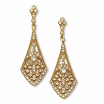 PalmBeach Jewelry Goldtone Antiqued Round Crystal Drop Earrings, 50x15mm - £22.11 GBP
