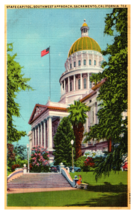 State Capitol Building Southwest Approach Sacramento California Linen Postcard - £3.90 GBP