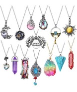 Crystal Necklace Lot Assorted Set Womens Mixed Jewelry Stone Locket Silv... - £27.87 GBP