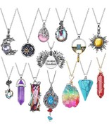 Crystal Necklace Lot Assorted Set Womens Mixed Jewelry Stone Locket Silv... - $35.64
