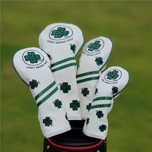 Golf Club Driver Fairway Wood Hybrid Head Cover Green Clover Lucky Grass - £31.23 GBP