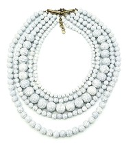 Multi Strand Layered Faux White Howlite Plastic Bead Necklace - £17.36 GBP