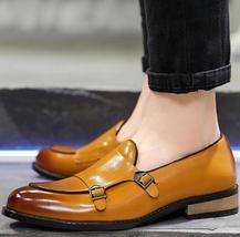 Two tone double monk leather men s shoes thumb200