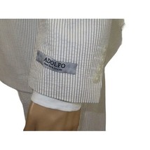 Men Seersucker Suit By Adolfo Stripe Casual Dressy Summer Suit 2 Button C624 Tan image 7
