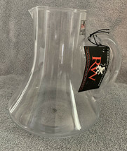 Robert William Studio Art Glass Clear Pitcher Carafe 7” Nwt Wide Base - £15.71 GBP