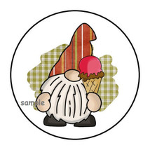 30 Gnome With Ice Cream Envelope Seals Labels Stickers 1.5&quot; Round Summer - £5.96 GBP
