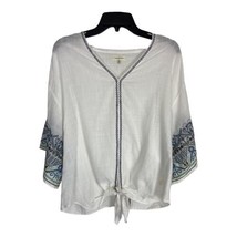 Max Studio Womens Shirt Adult Size Medium White Crochet Boho Ties Sheer - £18.81 GBP