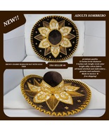 adults brown with gold colors mexican charro sombrero MARIACHI HAT  - $99.99