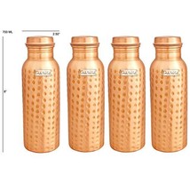 Prisha India Craft Copper Bottle, Hammered Design, Each Capacity 700 ML, 4 Piece - £102.34 GBP
