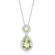 Round &amp; Pear-Shaped 3.01ct Green Amethyst w/ 0.783ct Topaz Necklace - £88.66 GBP