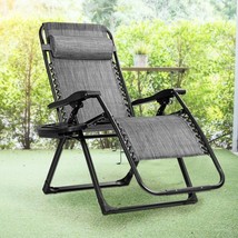 Oversize Lounge Chair with Cup Holder of Heavy Duty for outdoor-Gray - £89.62 GBP