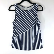 Lands End Tankini Top Molded Cups High Neck Striped Navy Blue White 8P - £19.24 GBP