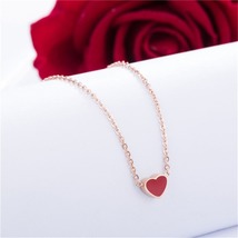 Red Enamel &amp; 18K Rose Gold-Plated Heart Pendant Necklace - £10.45 GBP