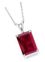 925 Sterling Silver Red Created Ruby Pendant - £189.96 GBP
