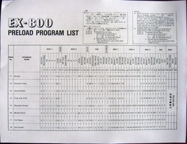 Preload Program List Sheets for Korg EX-800 Synthesizer Midi Module - £8.86 GBP