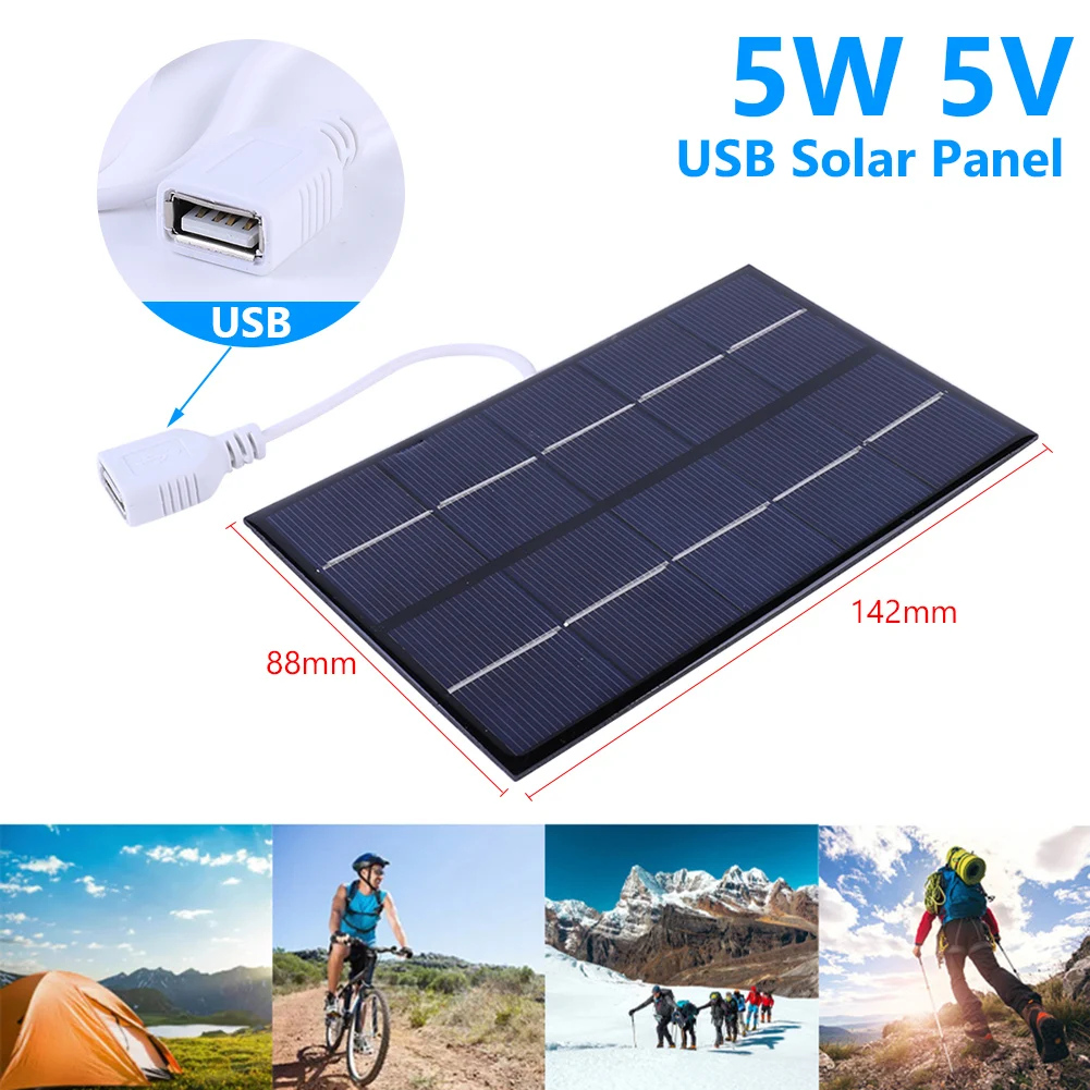 House Home USB Solar Panel Outdoor 5W 5V Portable Polysilicon Ay Travel DIY Sola - £19.75 GBP