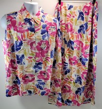 L) Josephine Chaus Woman Sport 2 Piece Floral Set Button Down Shirt and Dress - £19.41 GBP