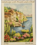 Orchidea Collection Landscape with Flowers and Boat Hand Painted Canvas ... - £27.37 GBP