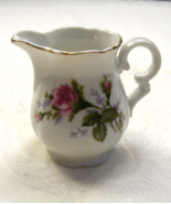 Vintage Porcelain 5oz Creamer Decorative Rose Design Gold Toned Trim 2-c - $24.74