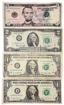 Lot of 4 US Awesome Serial # Banknotes $5, $2, $1, $1 See Pictures for D... - $29.69