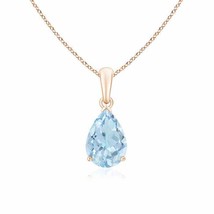 ANGARA 1.6 Ct Pear-Shaped Aquamarine Solitaire Pendant Necklace in 14K Gold - $683.10