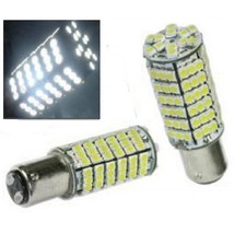 White LED 1157 12 Volt Tail Light Brake Stop Turn Signal Lamp Bulbs Pair 120-SMD - £16.83 GBP